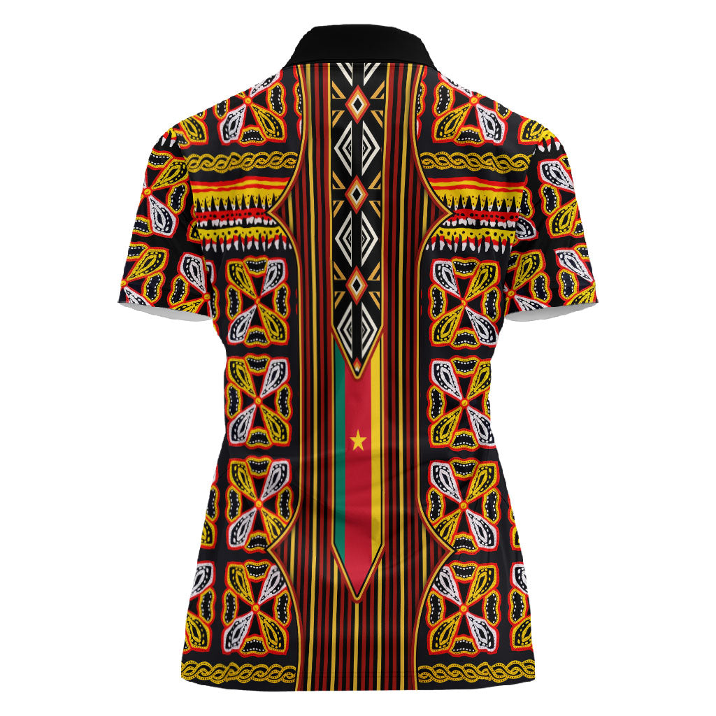 Cameroon Toghu Women Polo Shirt Vibrant Bamenda Tribal - Authentic African Folk Art