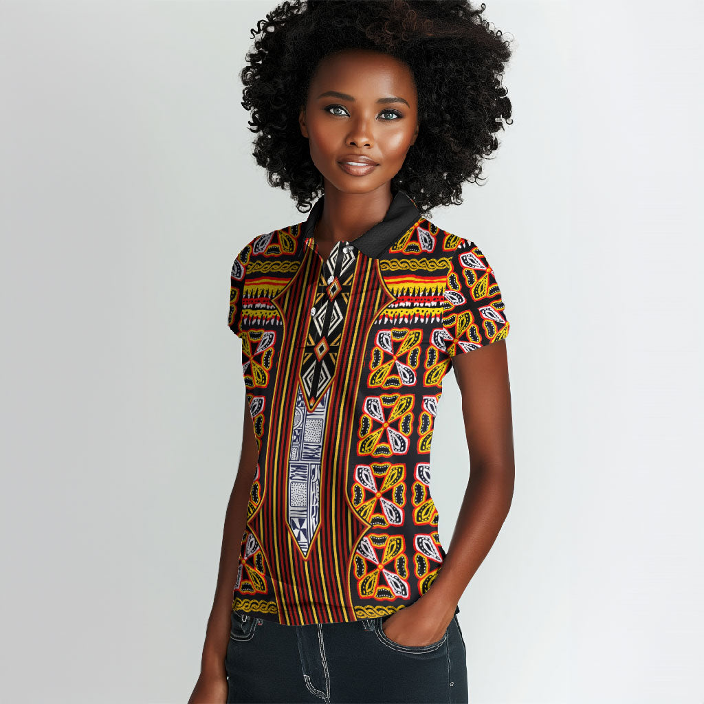 Cameroon Toghu Women Polo Shirt Vibrant Bamenda Tribal - Authentic African Folk Art