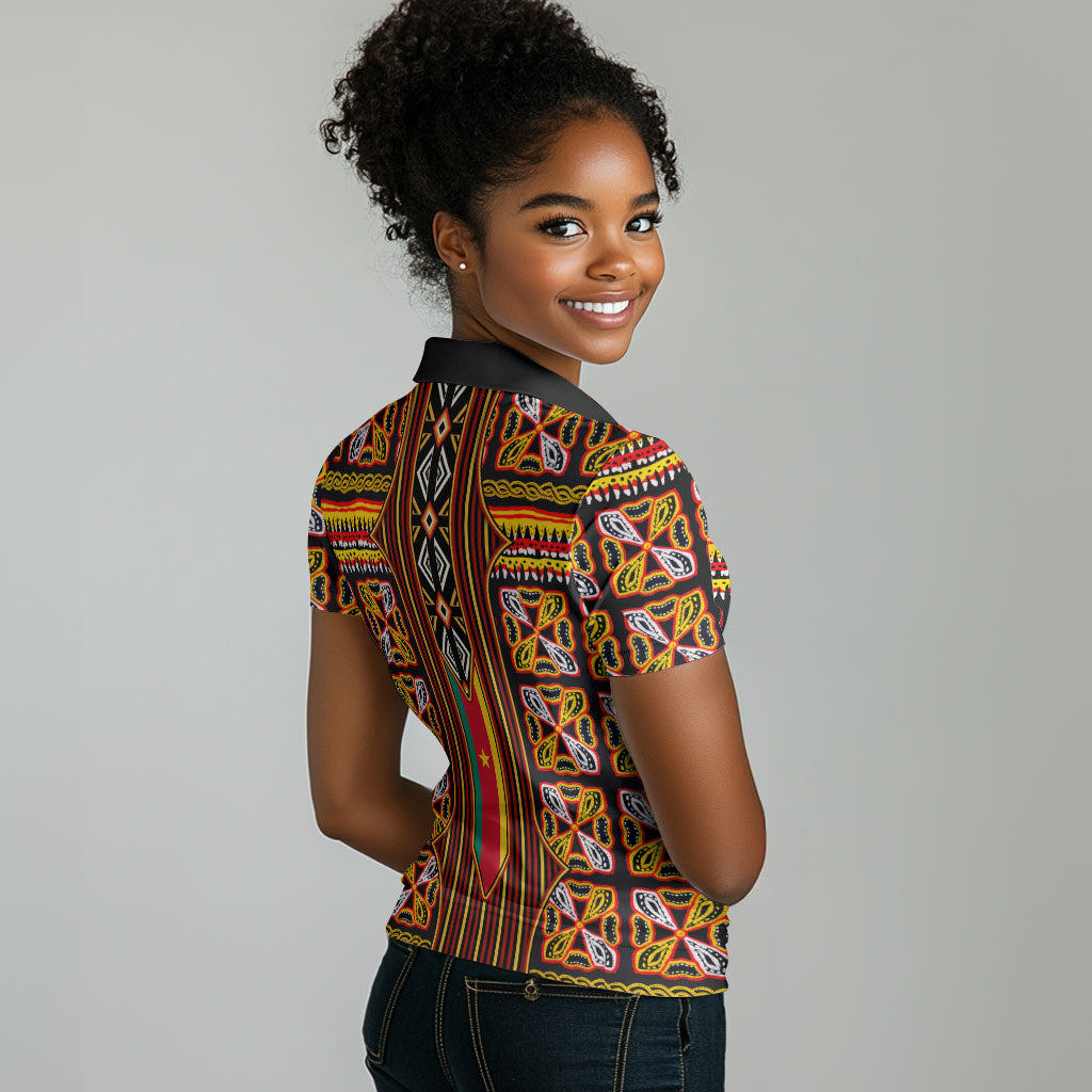 Cameroon Toghu Women Polo Shirt Vibrant Bamenda Tribal - Authentic African Folk Art