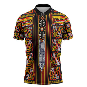 Cameroon Toghu Zipper Polo Shirt Vibrant Bamenda Tribal - Authentic African Folk Art