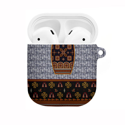 Cameroon Toghu Ethnic Heritage AirPods Case Traditional Bamenda Embroidery Style - African Tribal Motifs