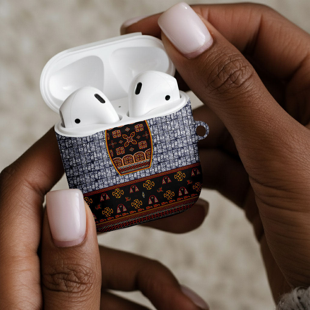 Cameroon Toghu Ethnic Heritage AirPods Case Traditional Bamenda Embroidery Style - African Tribal Motifs