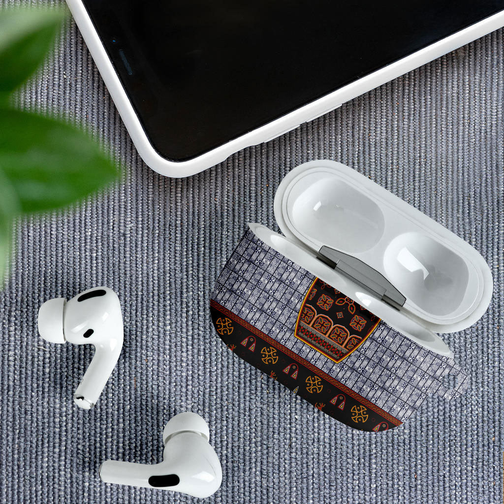 Cameroon Toghu Ethnic Heritage AirPods Case Traditional Bamenda Embroidery Style - African Tribal Motifs