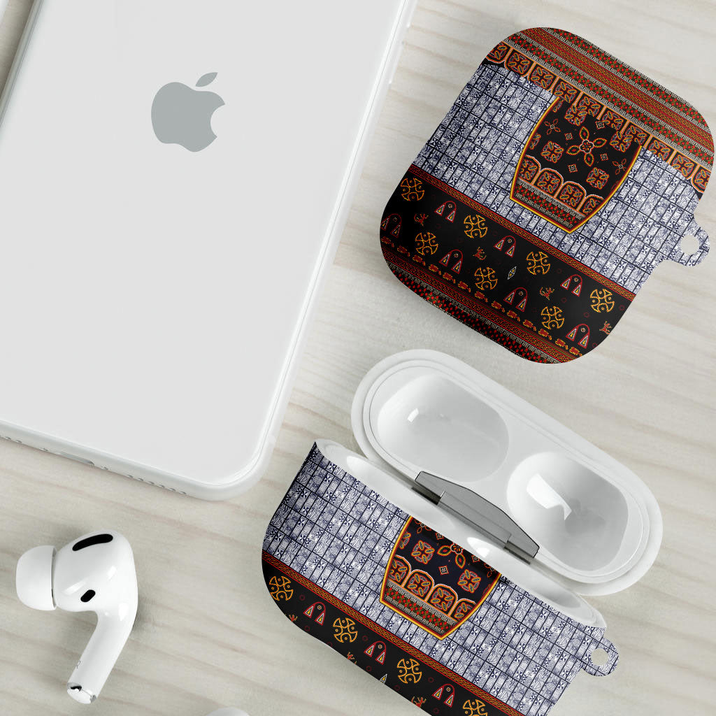 Cameroon Toghu Ethnic Heritage AirPods Case Traditional Bamenda Embroidery Style - African Tribal Motifs