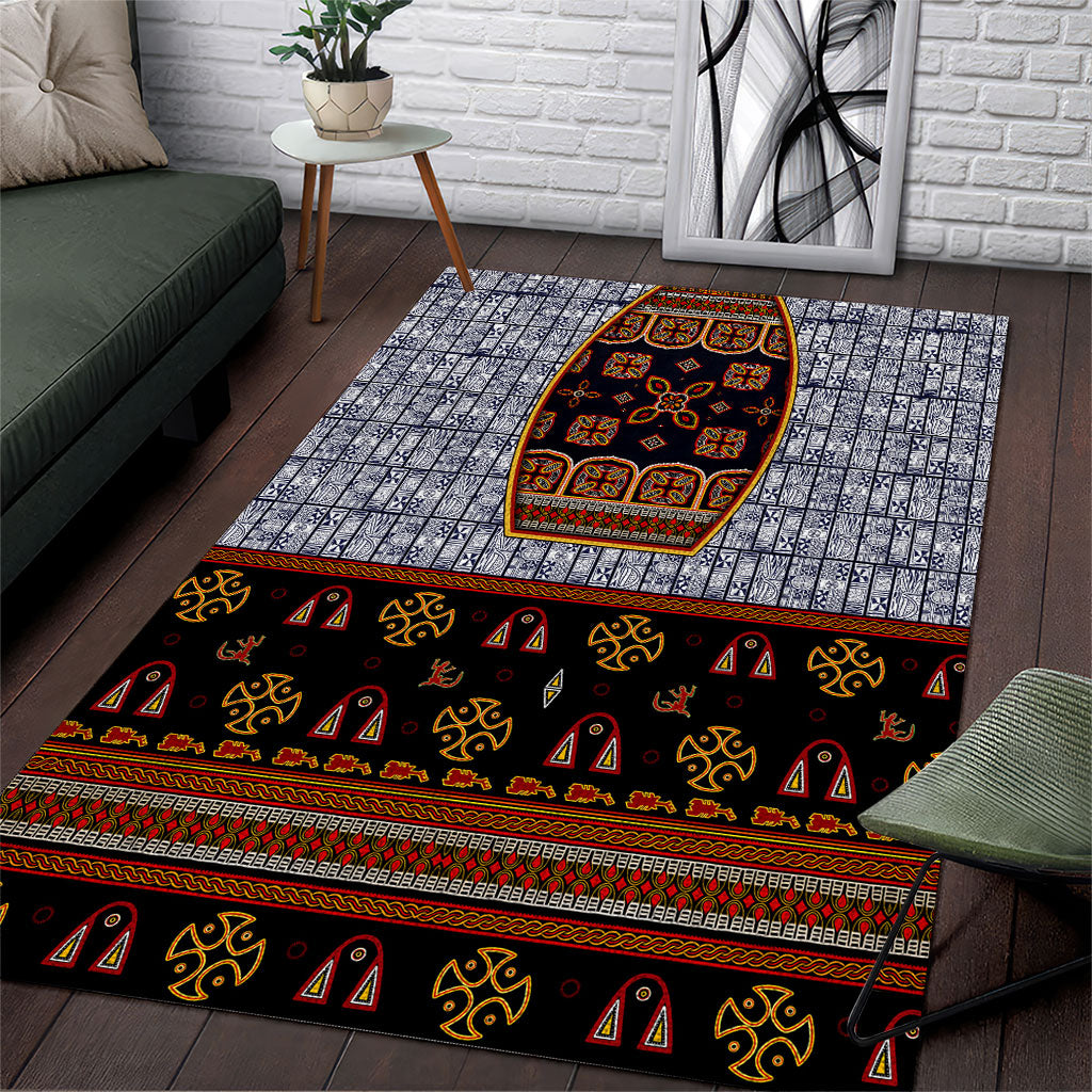 Cameroon Toghu Ethnic Heritage Area Rug Traditional Bamenda Embroidery Style - African Tribal Motifs
