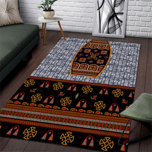 Cameroon Toghu Ethnic Heritage Area Rug Traditional Bamenda Embroidery Style - African Tribal Motifs