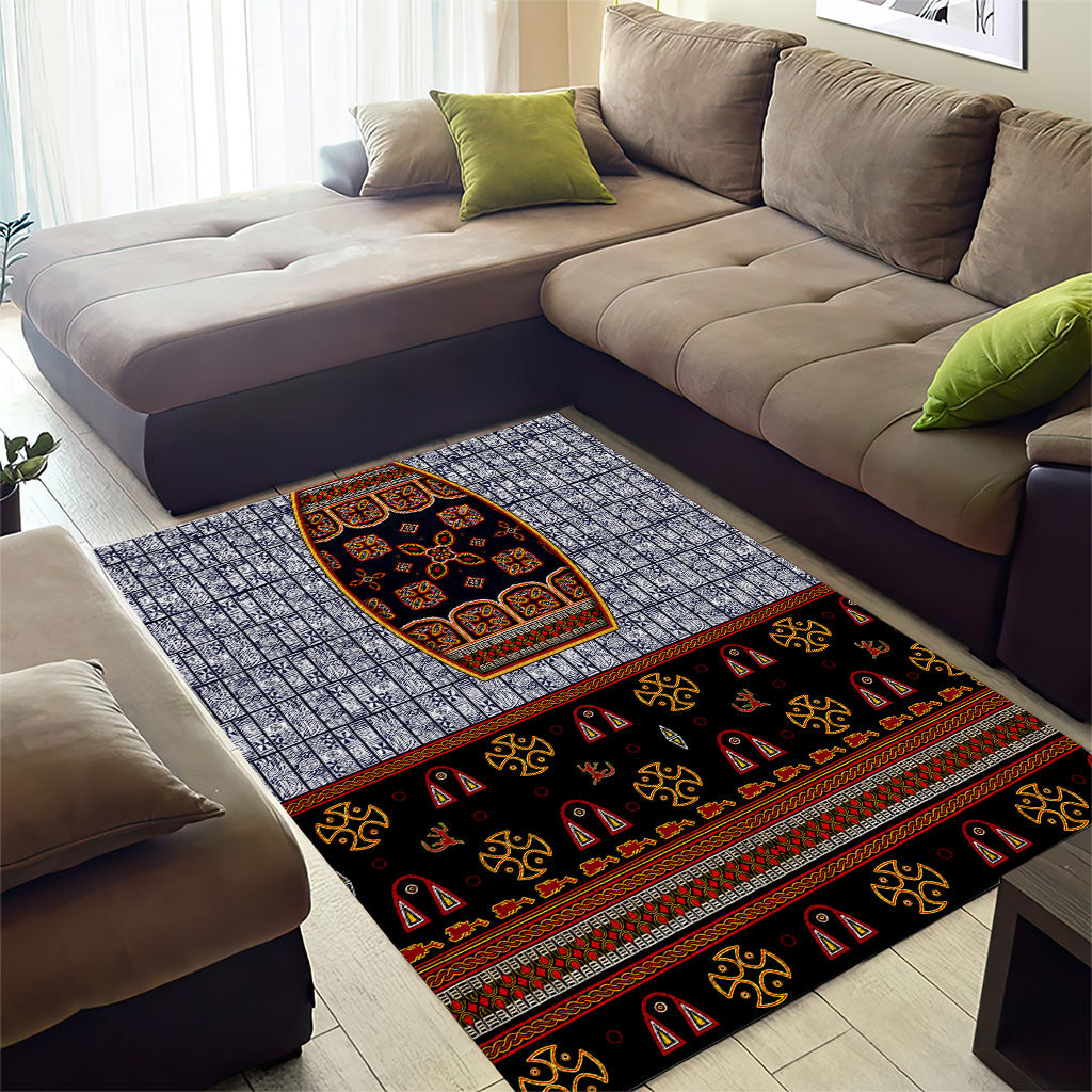 Cameroon Toghu Ethnic Heritage Area Rug Traditional Bamenda Embroidery Style - African Tribal Motifs