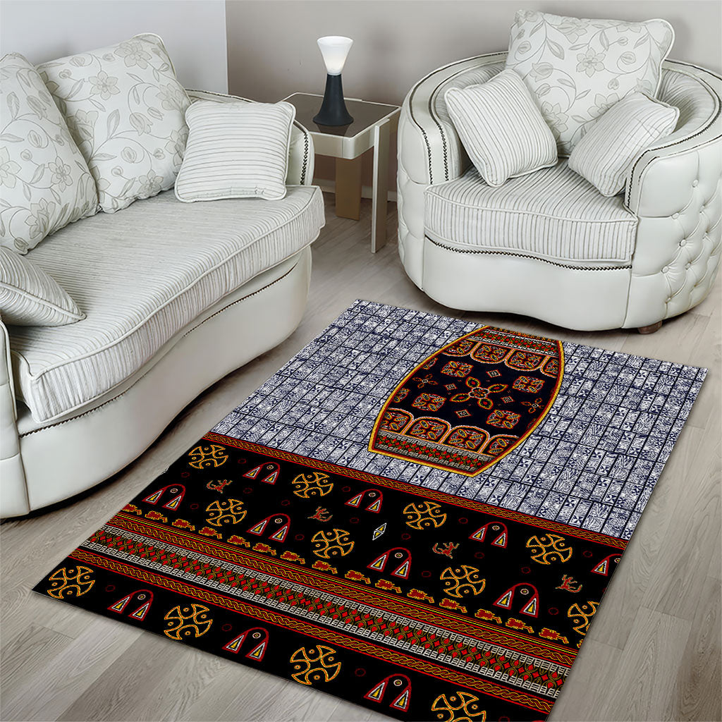 Cameroon Toghu Ethnic Heritage Area Rug Traditional Bamenda Embroidery Style - African Tribal Motifs