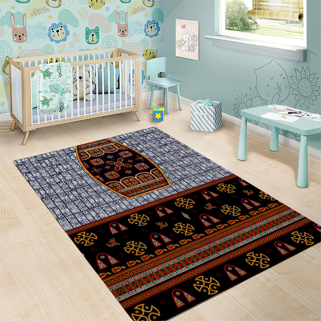 Cameroon Toghu Ethnic Heritage Area Rug Traditional Bamenda Embroidery Style - African Tribal Motifs