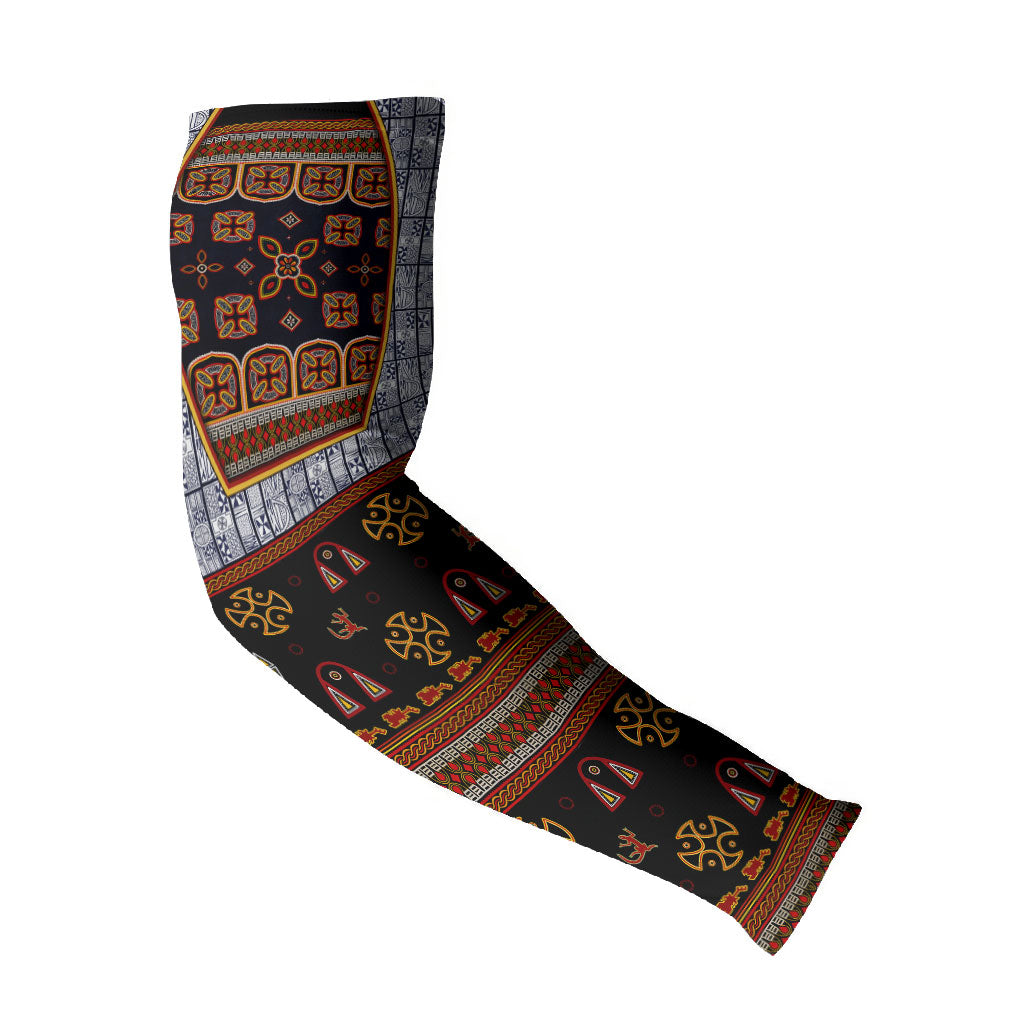 Cameroon Toghu Ethnic Heritage Arm Sleeves Traditional Bamenda Embroidery Style - African Tribal Motifs