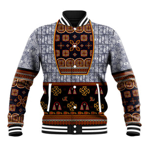 Cameroon Toghu Ethnic Heritage Baseball Jacket Traditional Bamenda Embroidery Style - African Tribal Motifs