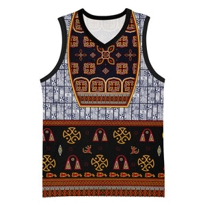 Cameroon Toghu Ethnic Heritage Basketball Jersey Traditional Bamenda Embroidery Style - African Tribal Motifs