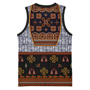 Cameroon Toghu Ethnic Heritage Basketball Jersey Traditional Bamenda Embroidery Style - African Tribal Motifs