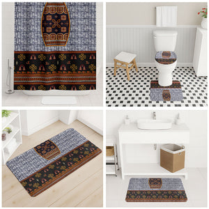 Cameroon Toghu Ethnic Heritage Bathroom Set Traditional Bamenda Embroidery Style - African Tribal Motifs