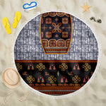 Cameroon Toghu Ethnic Heritage Beach Blanket Traditional Bamenda Embroidery Style - African Tribal Motifs