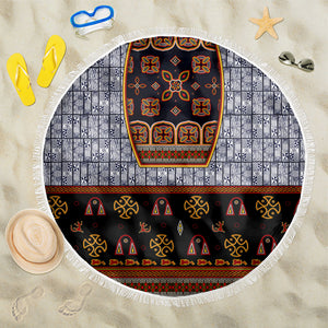 Cameroon Toghu Ethnic Heritage Beach Blanket Traditional Bamenda Embroidery Style - African Tribal Motifs