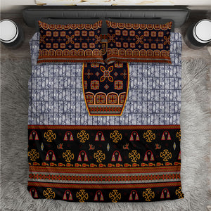 Cameroon Toghu Ethnic Heritage Bedding Set Traditional Bamenda Embroidery Style - African Tribal Motifs