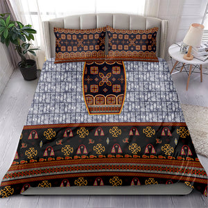 Cameroon Toghu Ethnic Heritage Bedding Set Traditional Bamenda Embroidery Style - African Tribal Motifs