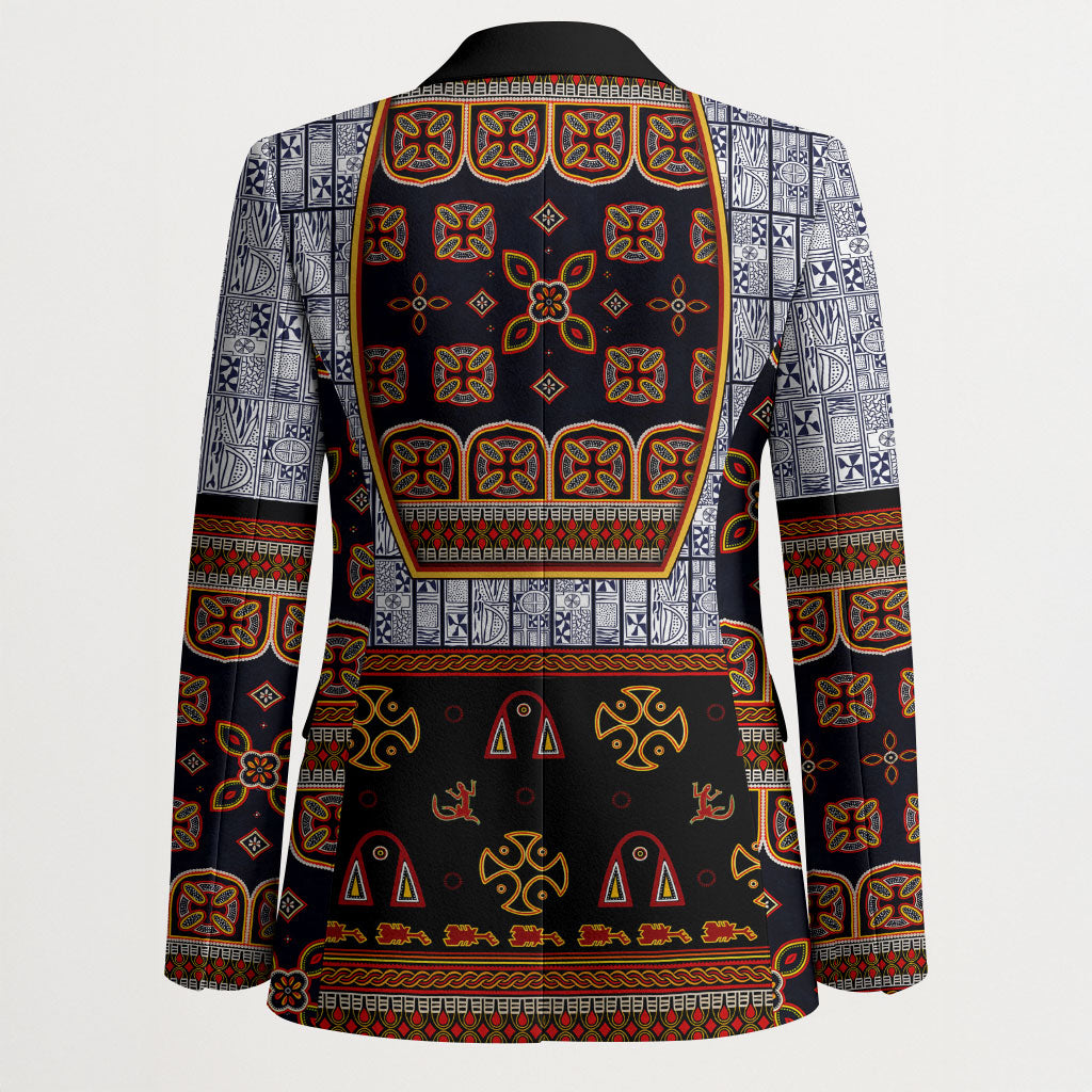 Cameroon Toghu Ethnic Heritage Blazer Traditional Bamenda Embroidery Style - African Tribal Motifs