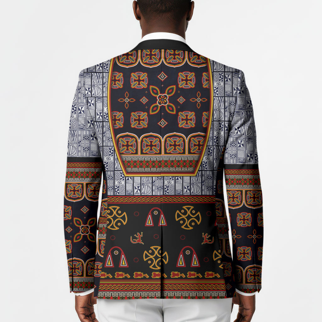 Cameroon Toghu Ethnic Heritage Blazer Traditional Bamenda Embroidery Style - African Tribal Motifs