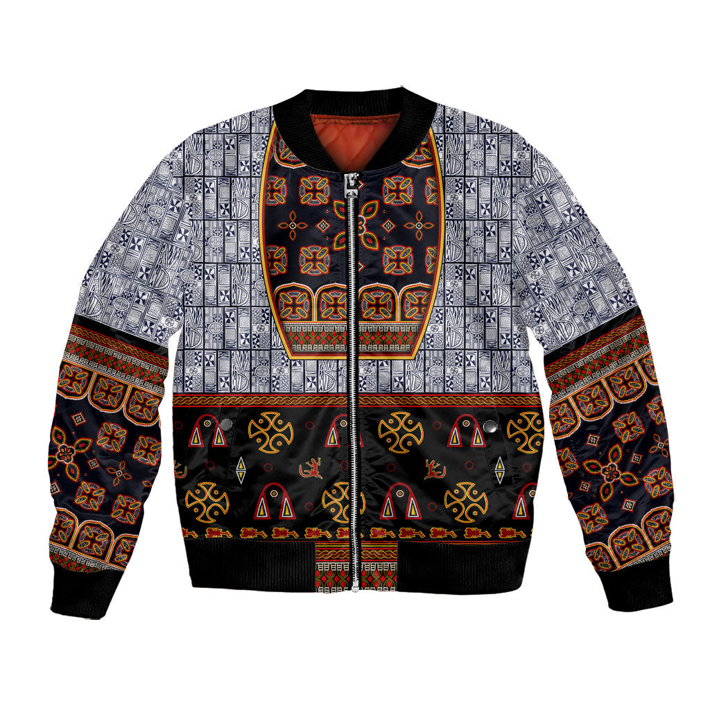 Cameroon Toghu Ethnic Heritage Bomber Jacket Traditional Bamenda Embroidery Style - African Tribal Motifs