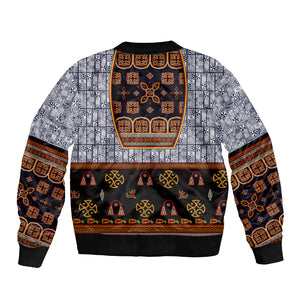 Cameroon Toghu Ethnic Heritage Bomber Jacket Traditional Bamenda Embroidery Style - African Tribal Motifs