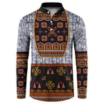 Cameroon Toghu Ethnic Heritage Button Sweatshirt Traditional Bamenda Embroidery Style - African Tribal Motifs