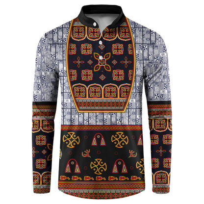 Cameroon Toghu Ethnic Heritage Button Sweatshirt Traditional Bamenda Embroidery Style - African Tribal Motifs