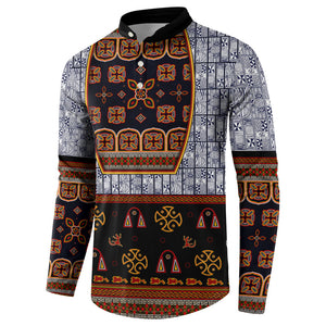 Cameroon Toghu Ethnic Heritage Button Sweatshirt Traditional Bamenda Embroidery Style - African Tribal Motifs