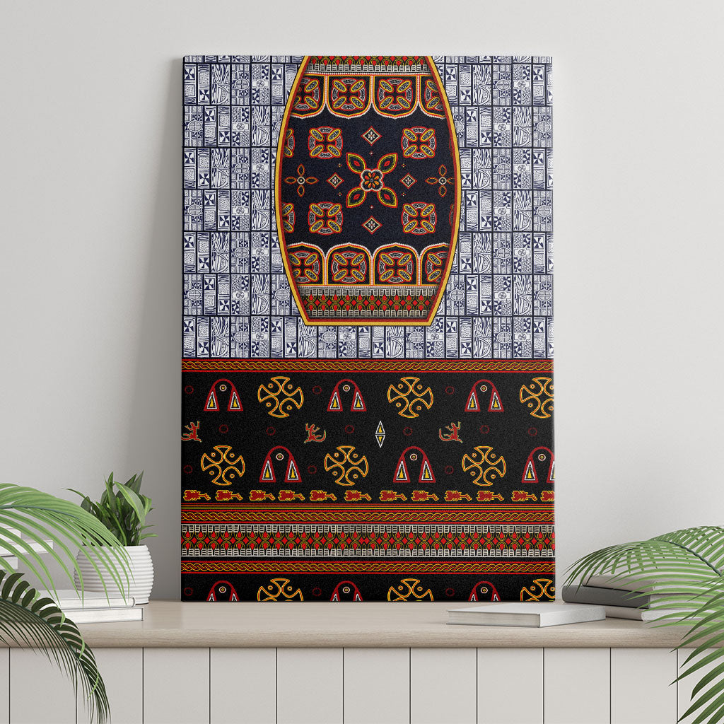 Cameroon Toghu Ethnic Heritage Canvas Wall Art Traditional Bamenda Embroidery Style - African Tribal Motifs
