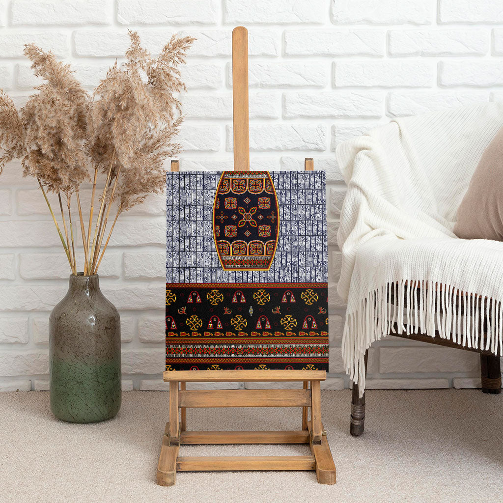 Cameroon Toghu Ethnic Heritage Canvas Wall Art Traditional Bamenda Embroidery Style - African Tribal Motifs