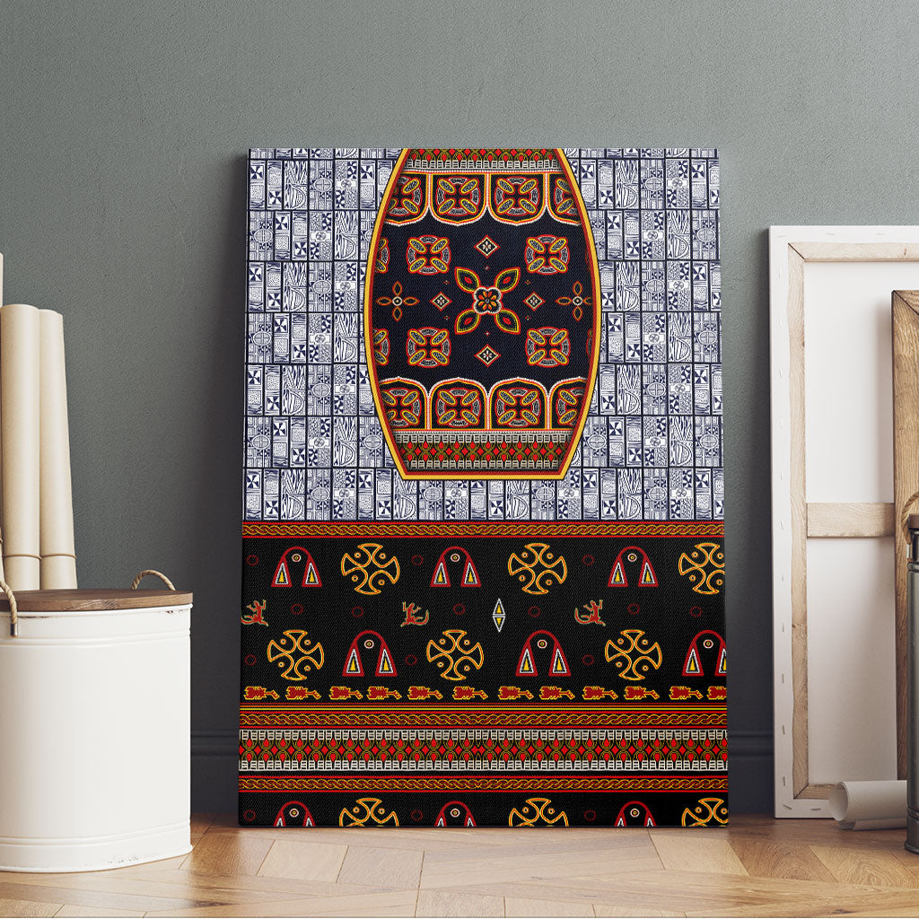 Cameroon Toghu Ethnic Heritage Canvas Wall Art Traditional Bamenda Embroidery Style - African Tribal Motifs