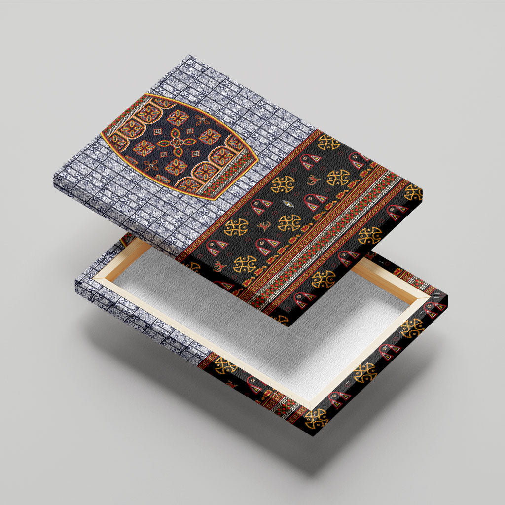 Cameroon Toghu Ethnic Heritage Canvas Wall Art Traditional Bamenda Embroidery Style - African Tribal Motifs