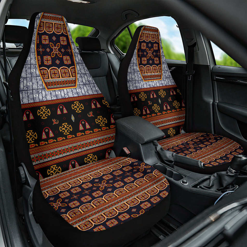 Cameroon Toghu Ethnic Heritage Car Seat Cover Traditional Bamenda Embroidery Style - African Tribal Motifs