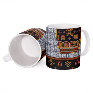Cameroon Toghu Ethnic Heritage Ceramic Mug Traditional Bamenda Embroidery Style - African Tribal Motifs