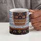 Cameroon Toghu Ethnic Heritage Ceramic Mug Traditional Bamenda Embroidery Style - African Tribal Motifs