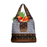 Cameroon Toghu Ethnic Heritage Grocery Bag Traditional Bamenda Embroidery Style - African Tribal Motifs
