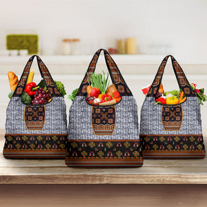 Cameroon Toghu Ethnic Heritage Grocery Bag Traditional Bamenda Embroidery Style - African Tribal Motifs