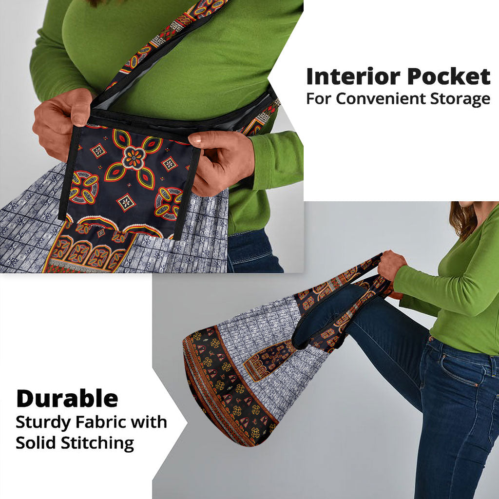 Cameroon Toghu Ethnic Heritage Grocery Bag Traditional Bamenda Embroidery Style - African Tribal Motifs