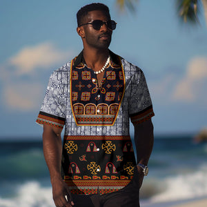Cameroon Toghu Ethnic Heritage Hawaiian Shirt Traditional Bamenda Embroidery Style - African Tribal Motifs