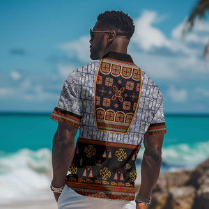 Cameroon Toghu Ethnic Heritage Hawaiian Shirt Traditional Bamenda Embroidery Style - African Tribal Motifs