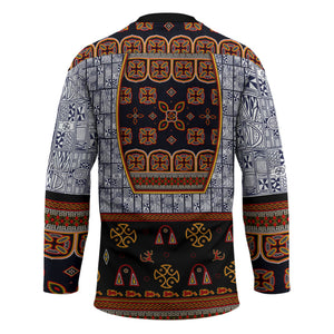Cameroon Toghu Ethnic Heritage Hockey Jersey Traditional Bamenda Embroidery Style - African Tribal Motifs