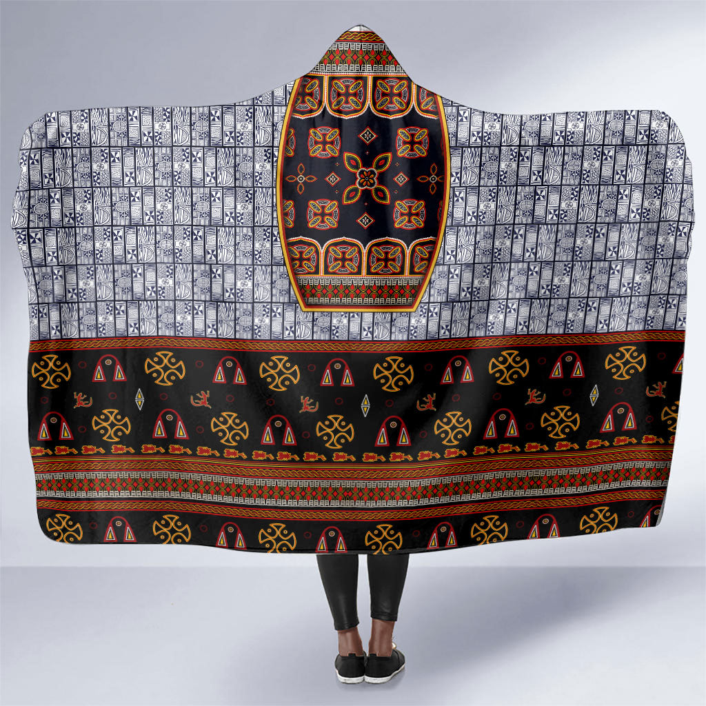 Cameroon Toghu Ethnic Heritage Hooded Blanket Traditional Bamenda Embroidery Style - African Tribal Motifs