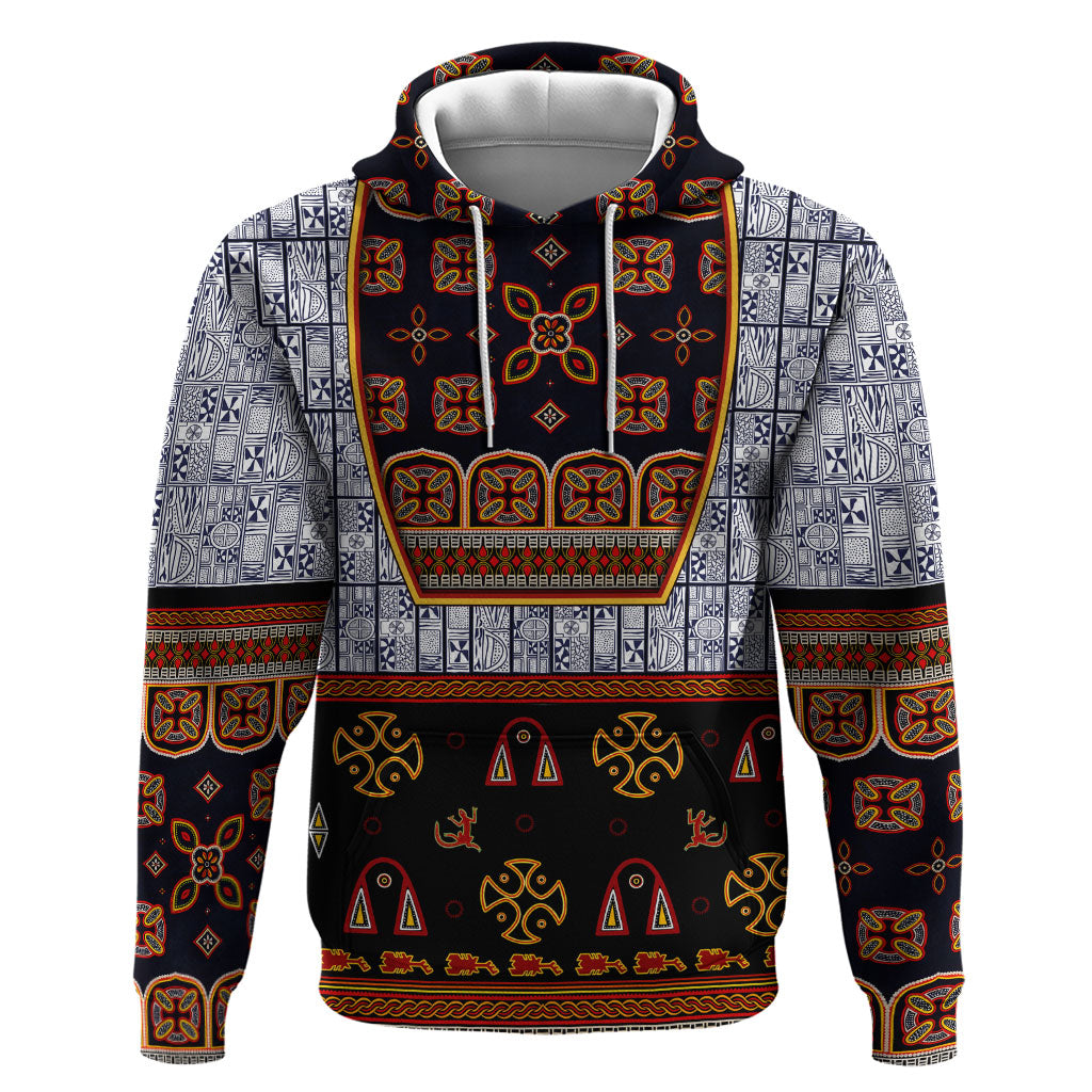 Cameroon Toghu Ethnic Heritage Hoodie Traditional Bamenda Embroidery Style - African Tribal Motifs