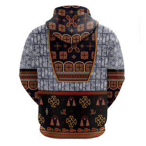 Cameroon Toghu Ethnic Heritage Hoodie Traditional Bamenda Embroidery Style - African Tribal Motifs