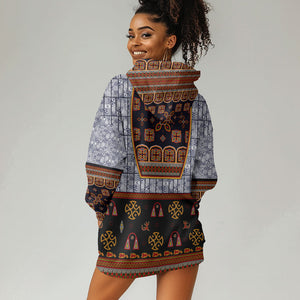 Cameroon Toghu Ethnic Heritage Hoodie Dress Traditional Bamenda Embroidery Style - African Tribal Motifs