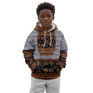Cameroon Toghu Ethnic Heritage Kid Hoodie Traditional Bamenda Embroidery Style - African Tribal Motifs