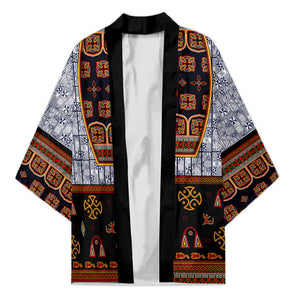 Cameroon Toghu Ethnic Heritage Kimono Traditional Bamenda Embroidery Style - African Tribal Motifs