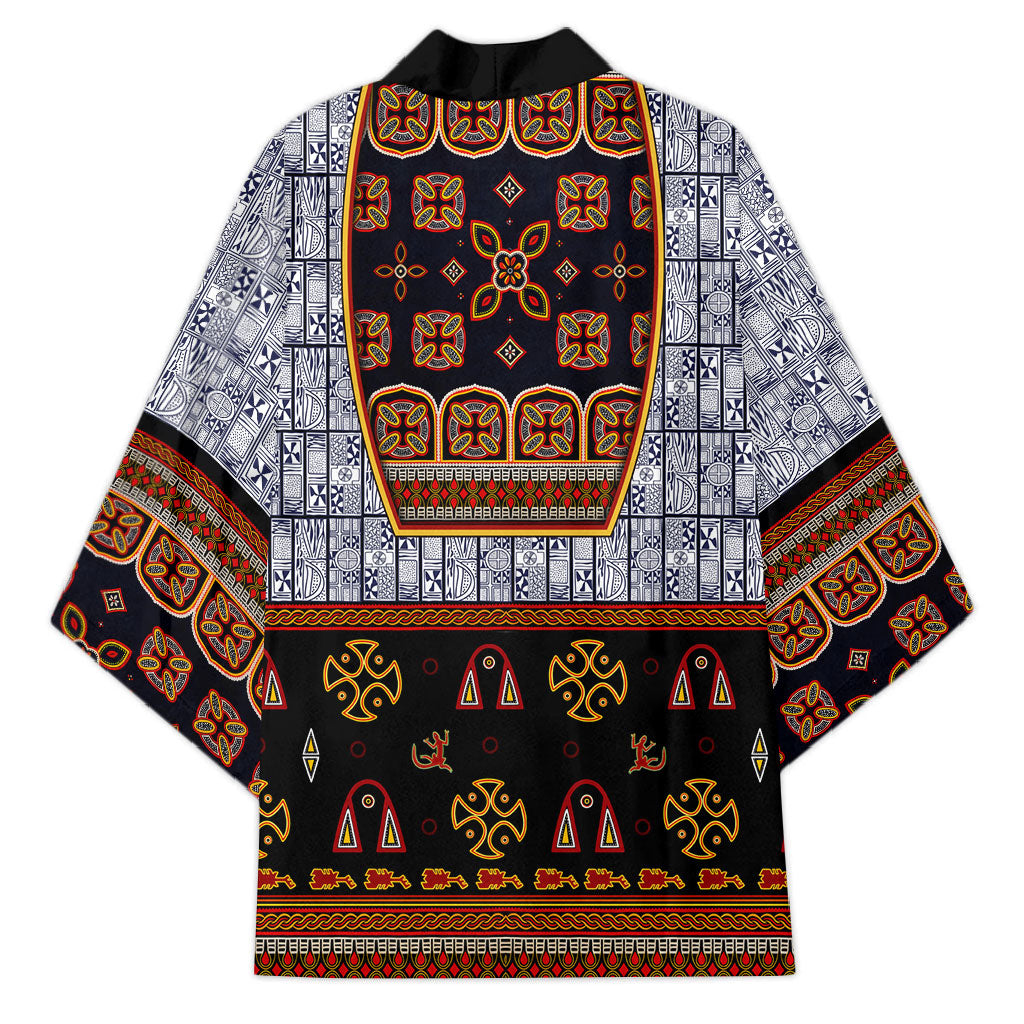 Cameroon Toghu Ethnic Heritage Kimono Traditional Bamenda Embroidery Style - African Tribal Motifs