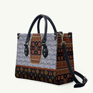 Cameroon Toghu Ethnic Heritage Leather Bag Traditional Bamenda Embroidery Style - African Tribal Motifs